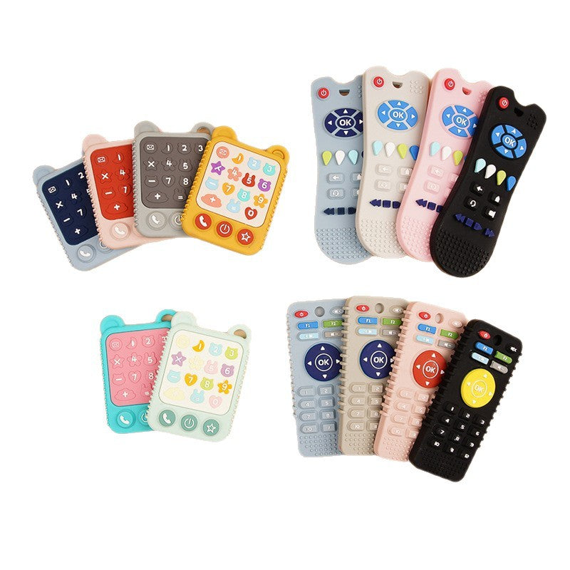 Cross-border explosion baby silicone toothpaste, baby soothing and biting music, simulated remote control food-grade silicone toothpaste