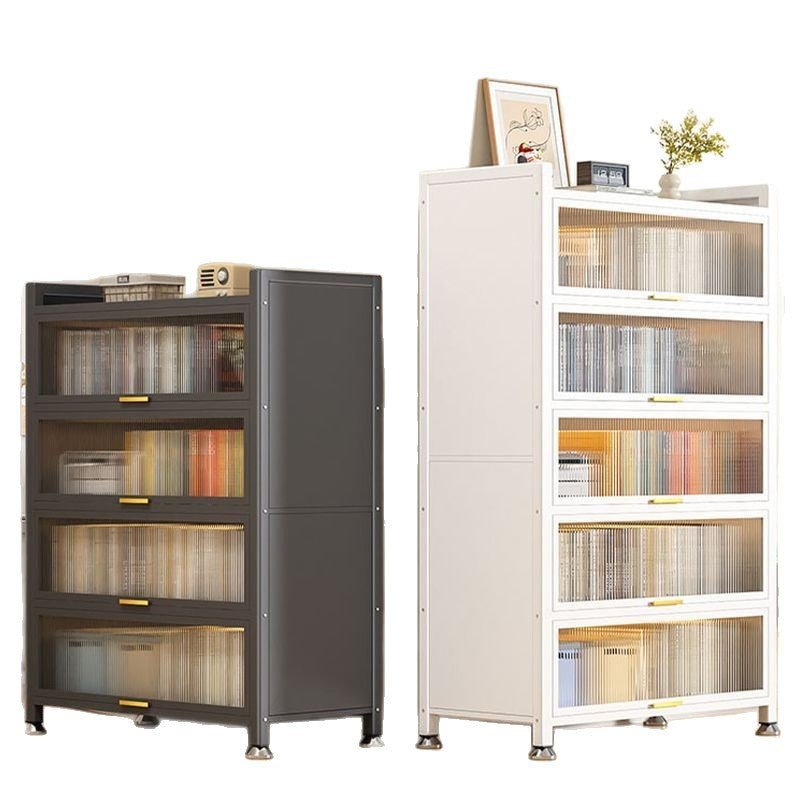 Steel bookcase with door Children's bookshelf Dust-proof locker Household display cabinet Bedroom floor rack Storage cabinet