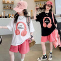 Girls' summer short-sleeve t-shirt and casual shorts two-piece set - new  collection for girls (sizes for mid-to-large children)