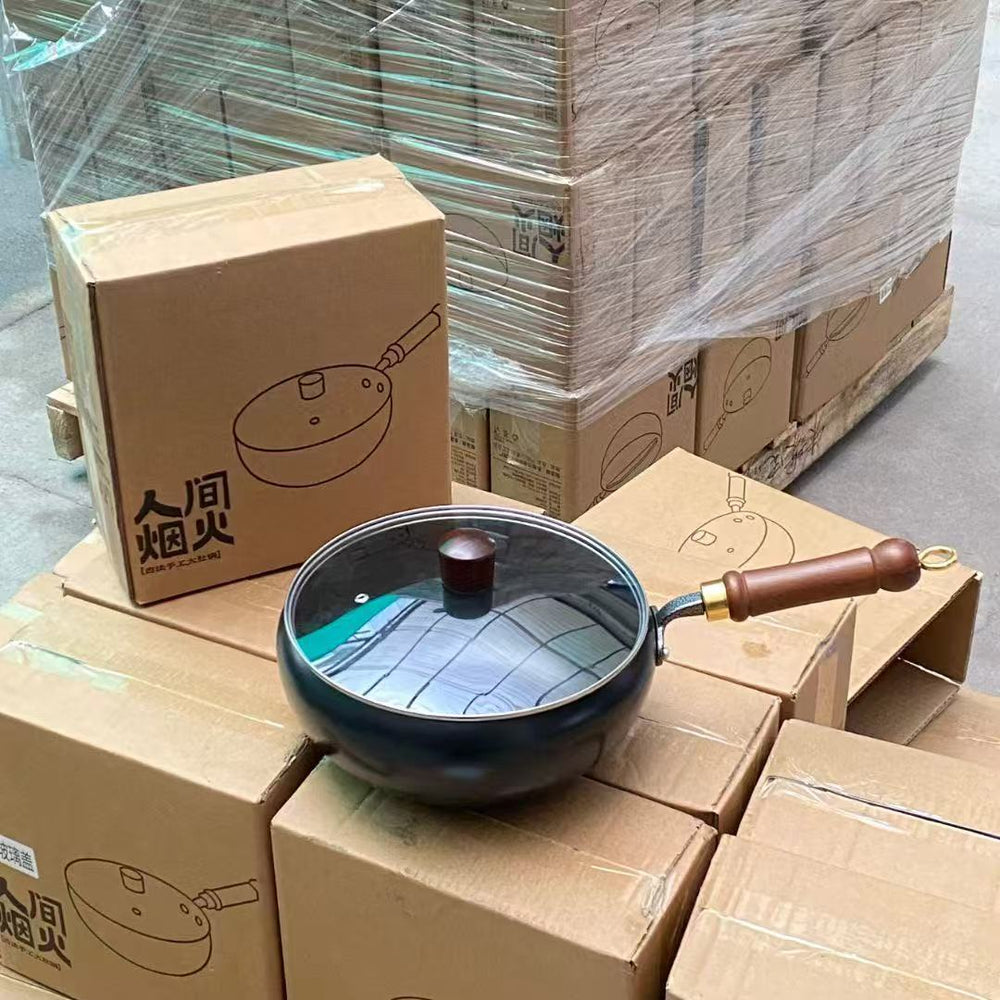 Zhangqiu iron pot, hand-forged, traditional ancient cooking pot, for home, uncoated, non-stick pot, popular pot with big belly