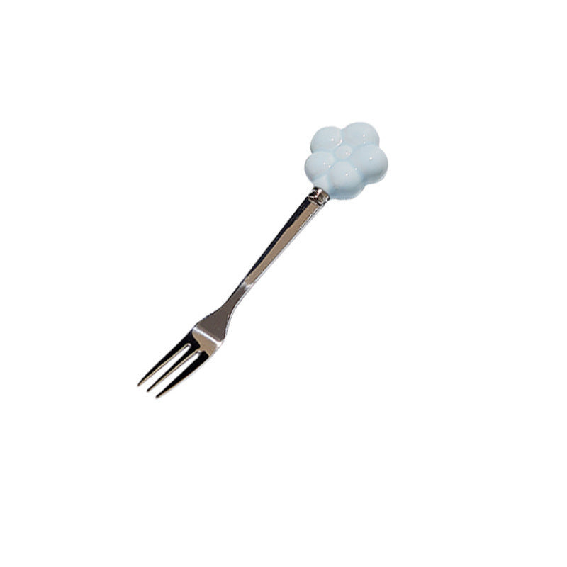 Creative sunflower stainless steel fruit fork desktop decoration ornament ceramic storage jar suit exquisite afternoon tea knife and fork