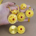 middle eastern jewelry set: red gemstone earrings, ring, bracelet, and double pendant necklace – perfect wedding gift
