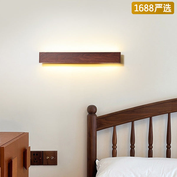 [Strict selection] Medieval style wall lamp bedside atmosphere lamp retro walnut color strip lamp background wall decorative lamp