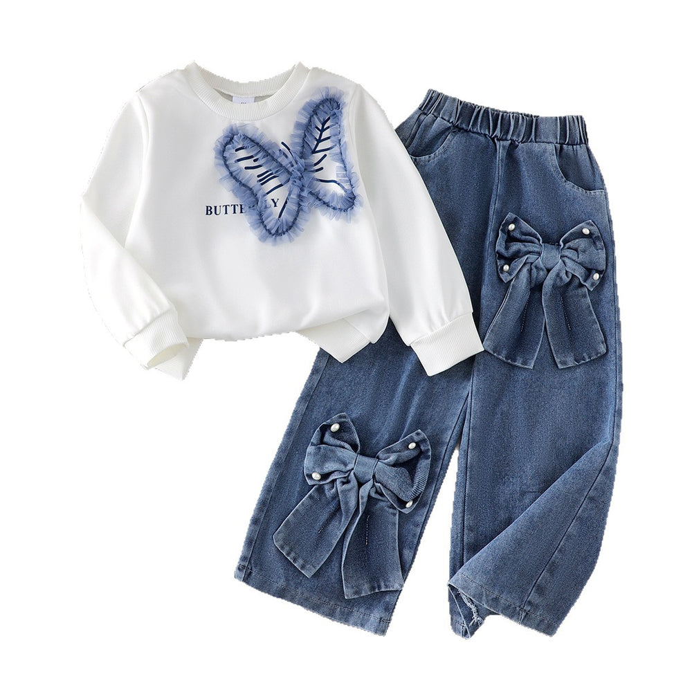 Kids clothing cross-border exportfall and winternew arrival kids  whitelong sleevessweatshirt+pants