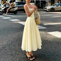 summer new women's clothing: cross-border export, european and american style, fashionable and elegant plaid square neck camisole waist-defining dress