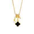 [copper inlaid with zirconium] cross-border four-leaf clover shell necklace, high-end accessible luxury women's flower, simple and versatile sweater chain jewelry