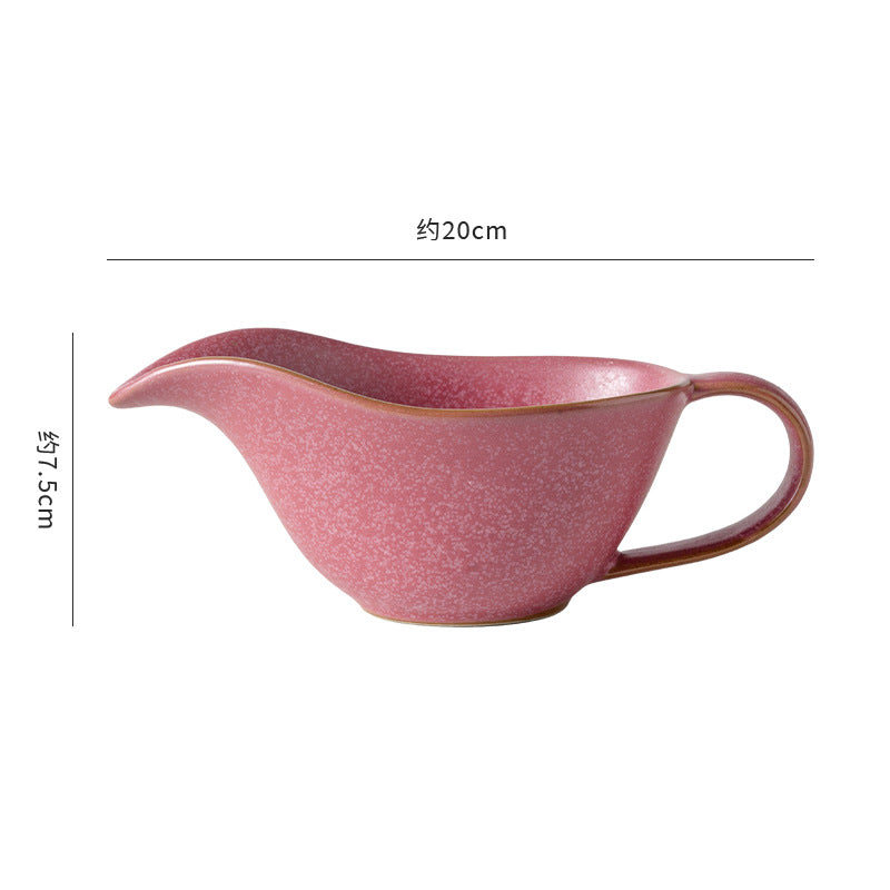 Retro ceramic sauce boat western food steak juice bucket cup teppanyaki black pepper tomato juice ceramic handle cup seasoning