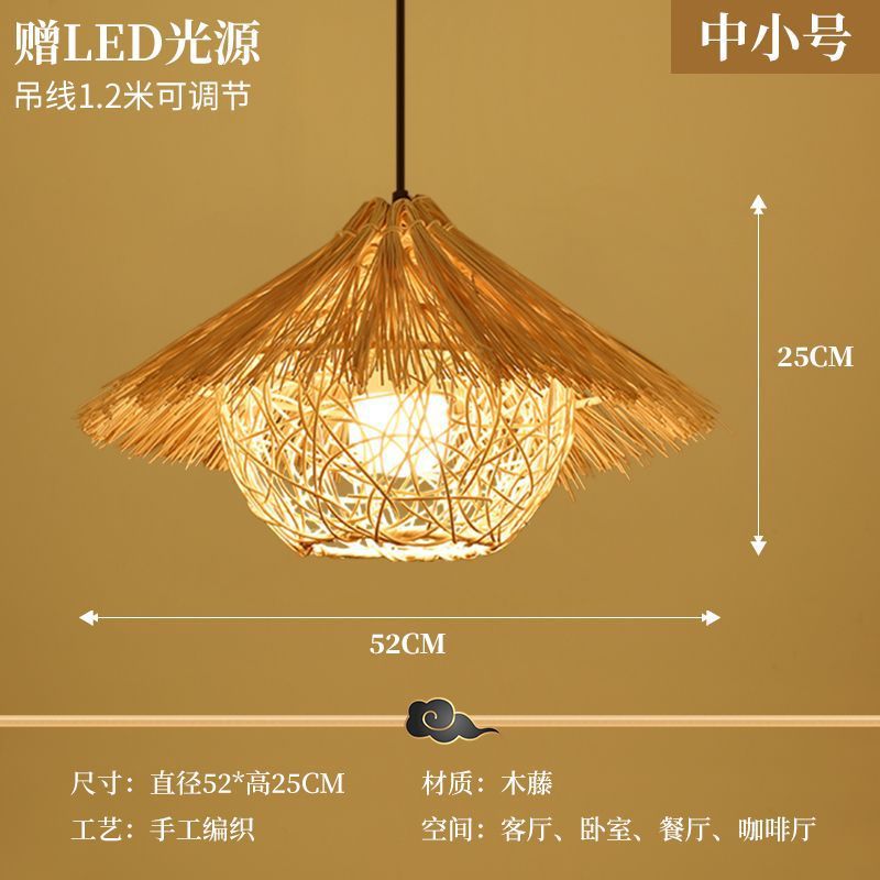 Straw hat chandelier southeast asian rattan creative bamboo art restaurant wedding store hotel b&b lampshade bamboo woven decorative chandelier