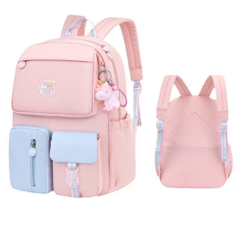 New 2023 primary school schoolbag for girls in grades 1 to 6 Cartoon children's spine care and burden reduction backpack