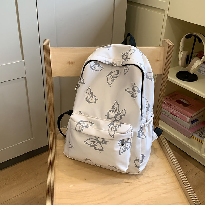 New simple cartoon butterfly backpack, primary and secondary school student campus schoolbag, large capacity and light travel  backpack