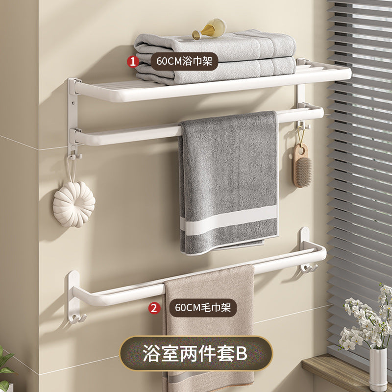White towel rack No punching toilet Bathroom rack Toilet towel storage Bathroom hardware pendant set
