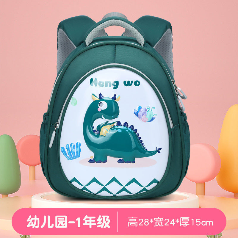 New lightweight kindergarten backpack for boys - cute dinosaur eggshell design - available in small, medium, and large sizes - perfect for preschool, kindergarten, and first grade girls
