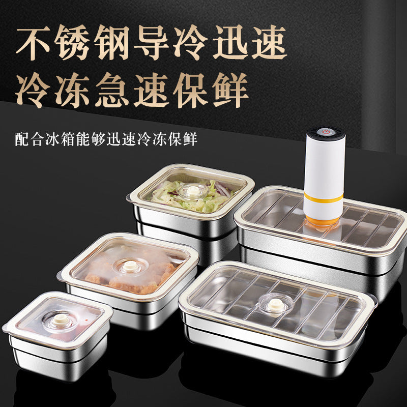 316 stainless steel crisper food-grade sealed box vacuum food storage box refrigerator stainless steel box