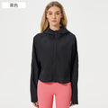 Summer lightweight breathable quick-dry sports windbreaker loose fit versatile hooded outdoor zip-up cardigan jacket for women d25007