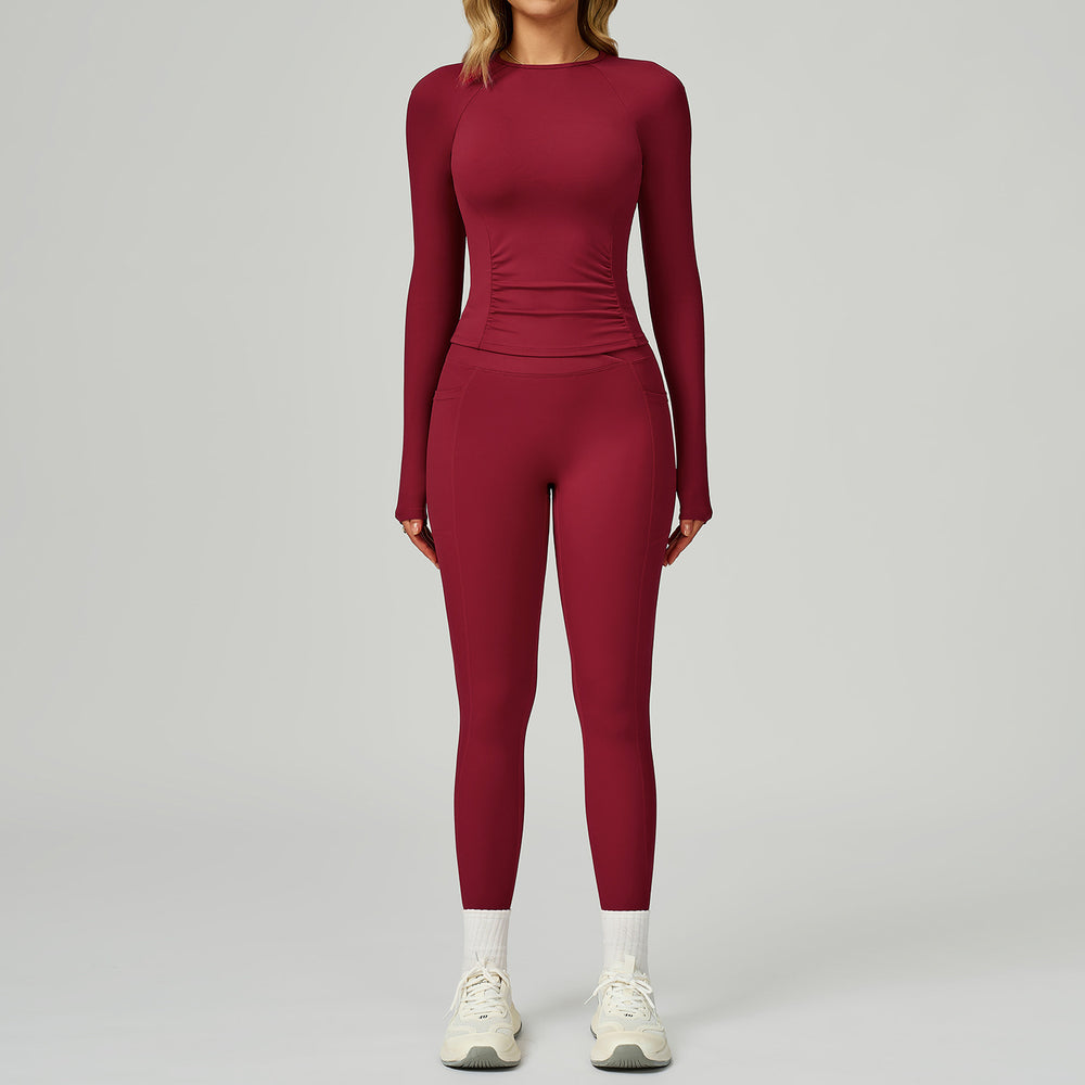 nude yoga suit cut out beautiful back yoga suit women's high waist belly wrap tight running fitness suit 2030