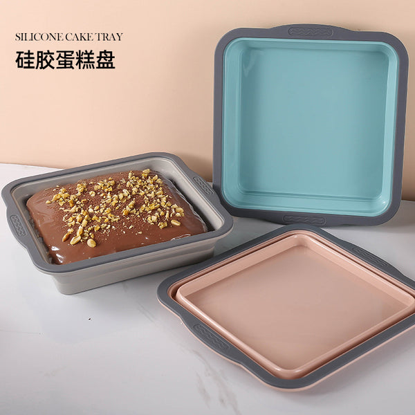 Silicone folding cake mold household baking pan donut easy to remove baking tool inner iron thickened round European style