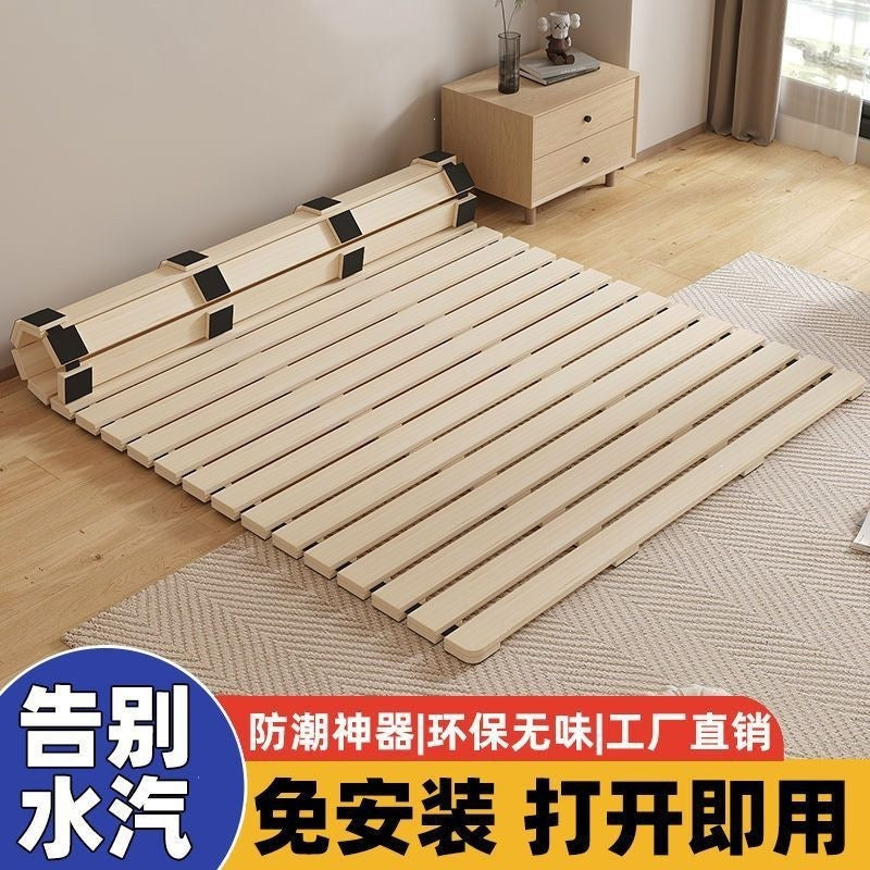 Solid wood moisture-proof frame, foldable tatami bed frame, foldable bed board, waist-protecting fir wood, breathable floor mattress
