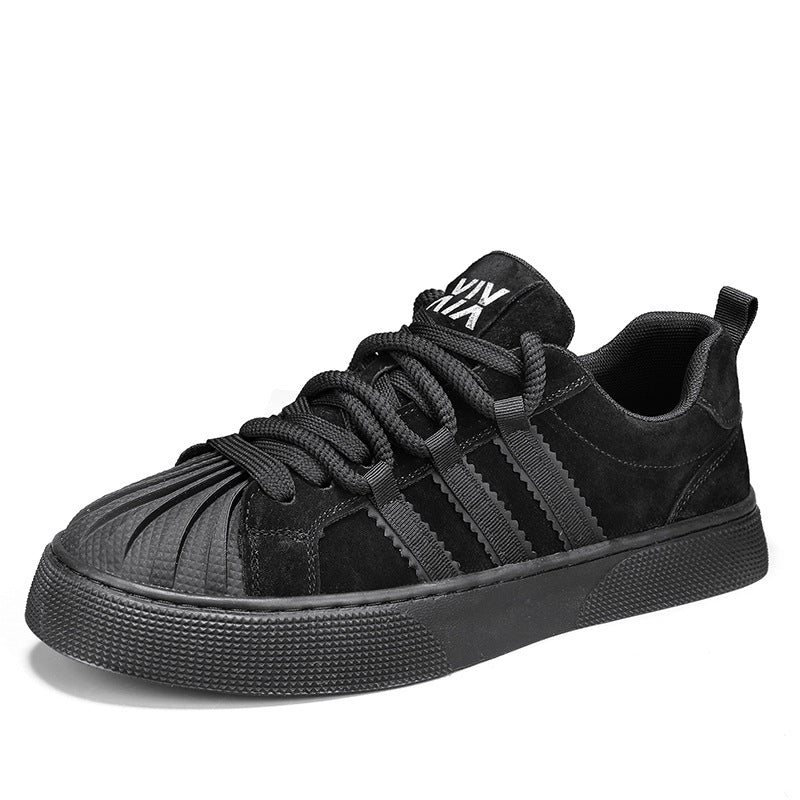 Fashion shell toe men's shoes 2026 spring trendyeasiest for matchplaidcasual flat shoes men non-slip sports trendy shoes