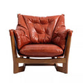 Medieval style genuine leather tea space owner chair retro solid wood chair american cigar bar sofa cigar chair tea room rack