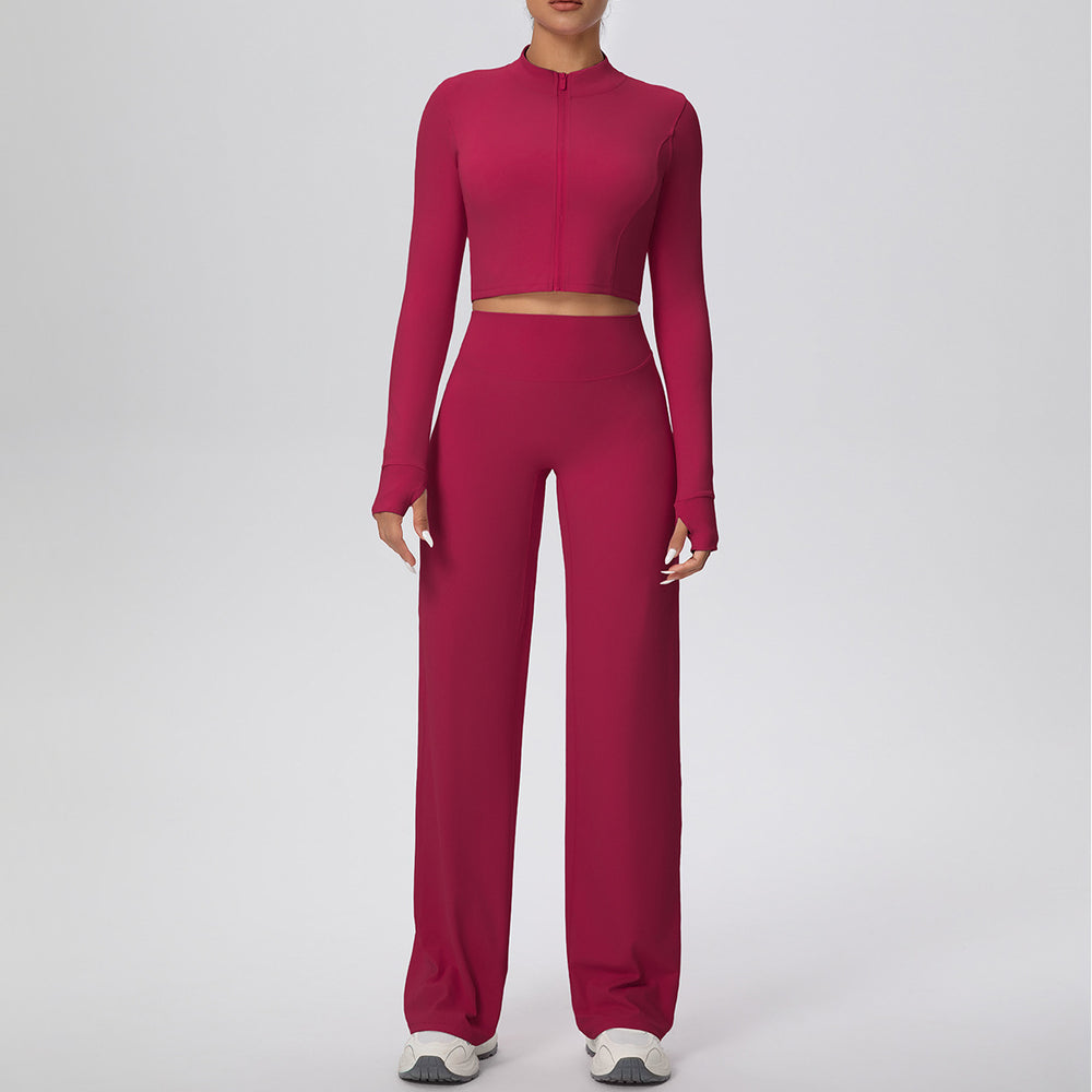 Cloud-feel quick-dry zip-up yoga set - high-waisted, slim-fit, outdoor casual running & fitness activewear for women