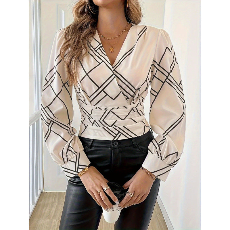 code new arrival  original women's fashionelegantv necklong sleevesshirt