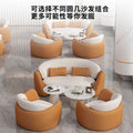 New arrival business negotiation sofa leather art lobby creative casual reception table and chairs orange and white surrounded combination furniture