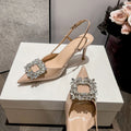 Black pure desire high heels women's stilettos 2025new arrivalpopularwork clothing women's shoes rhinestone pointed toe frenchelegantflats