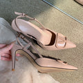 Yx french one-line beautiful v buckle elegant high heels stiletto pointed toe one-line beautiful toe cap sandals nude women's shoes
