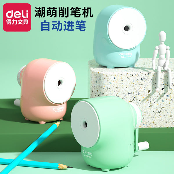 Deli pencil sharpener pencil sharpener for primary school students Automatic pen sharpener Pencil sharpener Stationery Hand crank pen planer Children