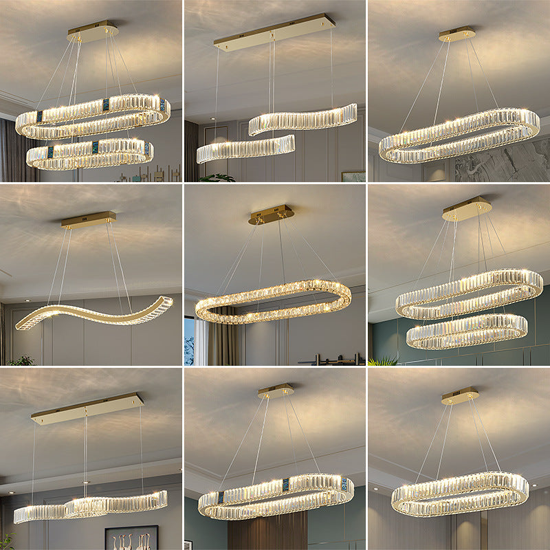 Living room crystal chandelier light luxury combination modern simple dining room master bedroom light 2022 new whole house package lighting