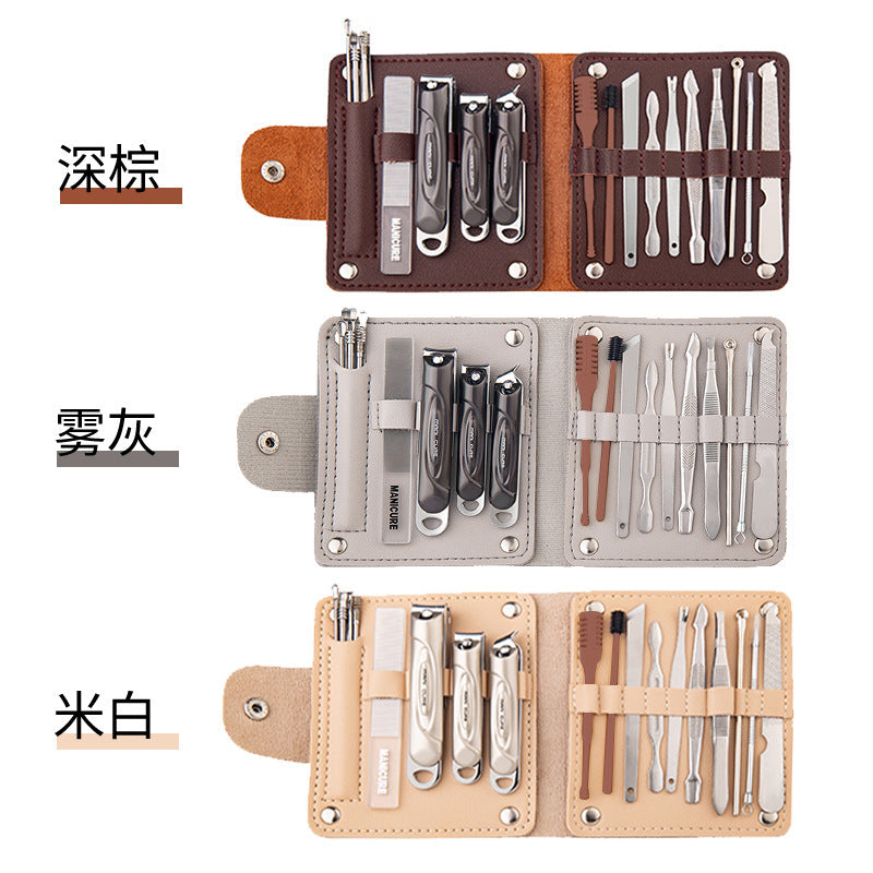 High-quality 20-piece carbon steel anti-splash nail clipper set - angled tip nail clippers for home grooming