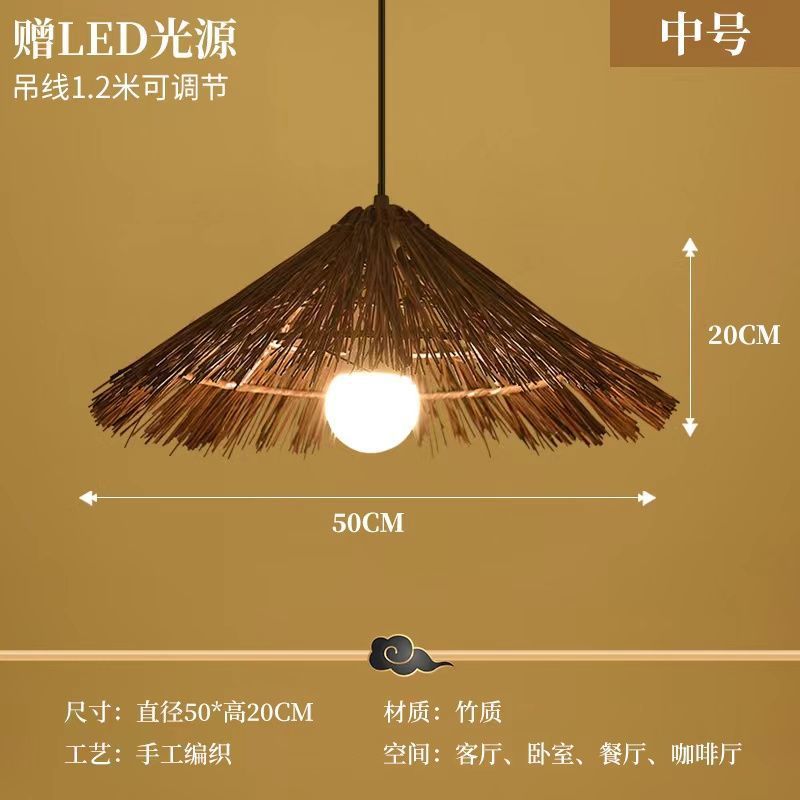 Straw hat chandelier southeast asian rattan creative bamboo art restaurant wedding store hotel b&b lampshade bamboo woven decorative chandelier