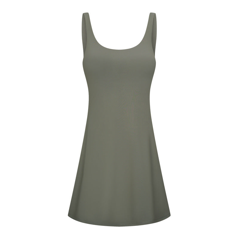 Spring/summer new two-piece look anti-exposure tennis skirt - high-stretch, comfortable, built-in bra pad, sports & outdoor yoga wear dt200