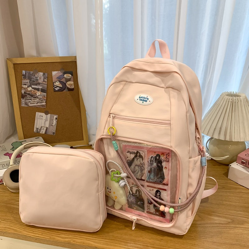 New arrivalstylish pain layer dual-purpose school bag large capacity pure color detachable pain bag primary school student middle school student backpack