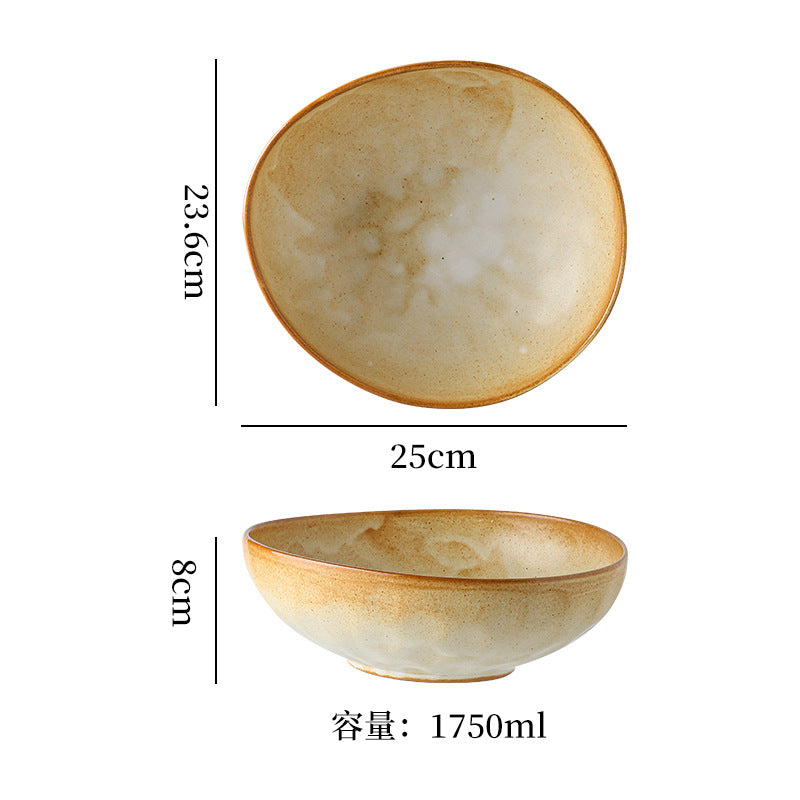 Japanese retro stoneware ceramic tableware restaurant hotel business dessert bowl soup bowl pasta bowl good-looking kiln bowl
