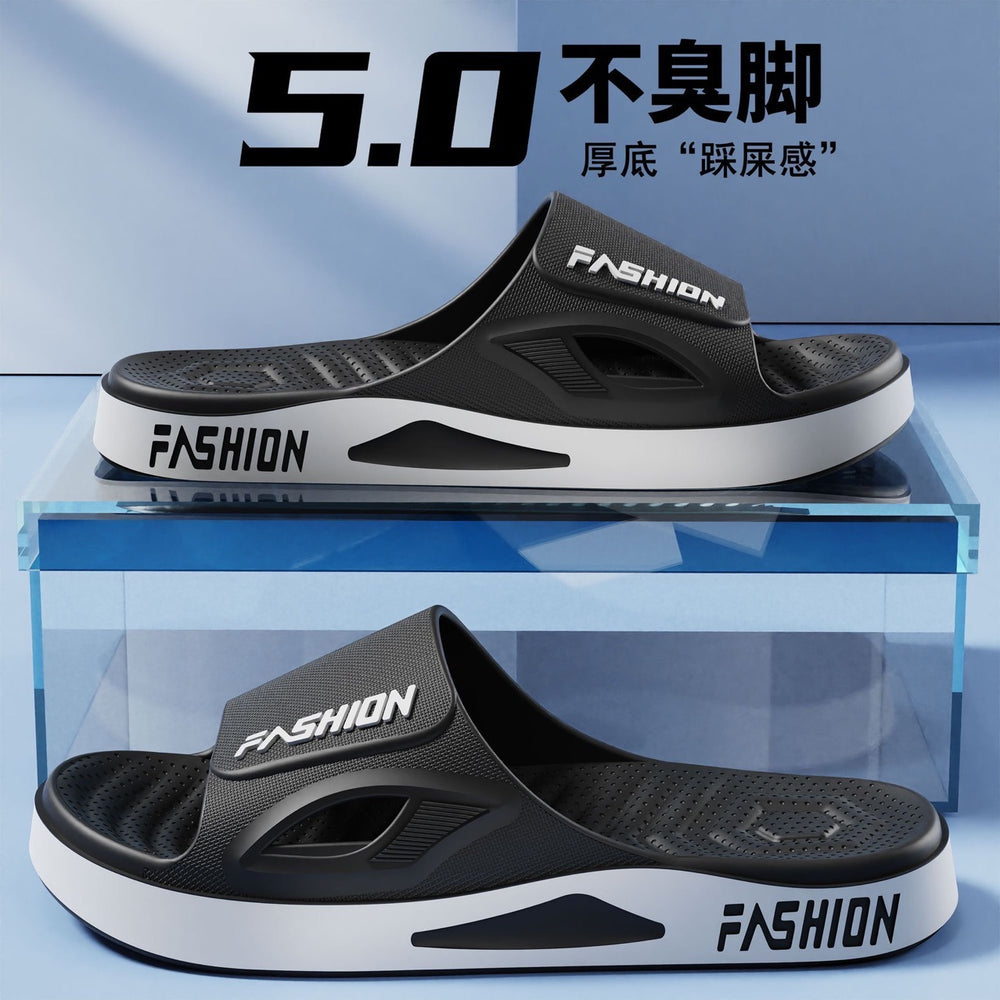 Men's summer sports slippers: new trendy outdoor beach, home, and bath thick-soled one-strap sandals