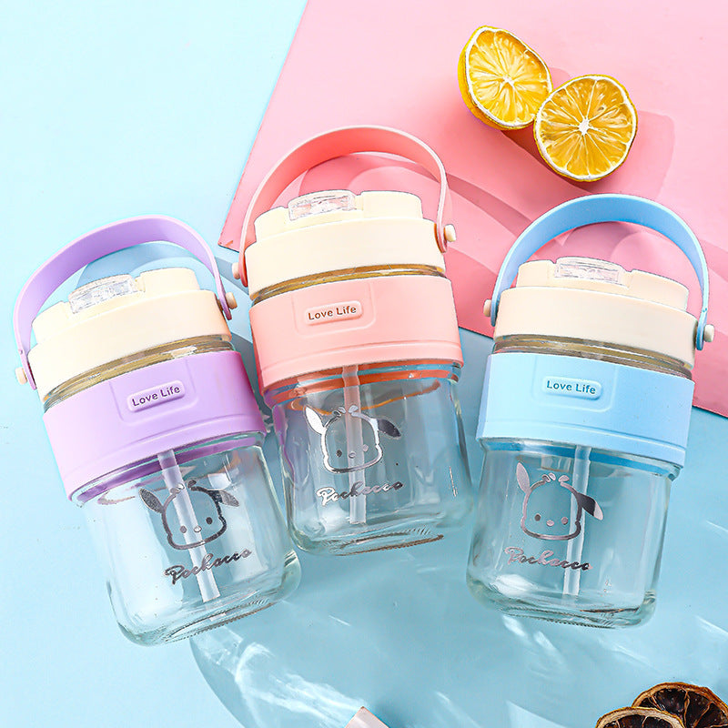 Portable handle double drinking cup glass ins style drainage activity small gift practical promotional water cup personalized