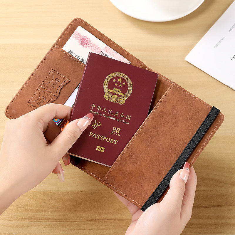 popular passport clip ticket protective cover, portable multi-function, multi-card anti-theft storage bag PU leather