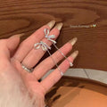 Bowknot teardrop tassel earrings - a1690 silver