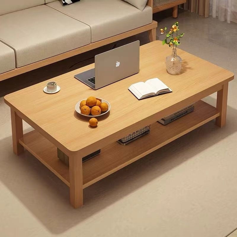Double-layer coffee table, home living room, rectangular dining table, small apartment tea table, rental house, office reception tea table