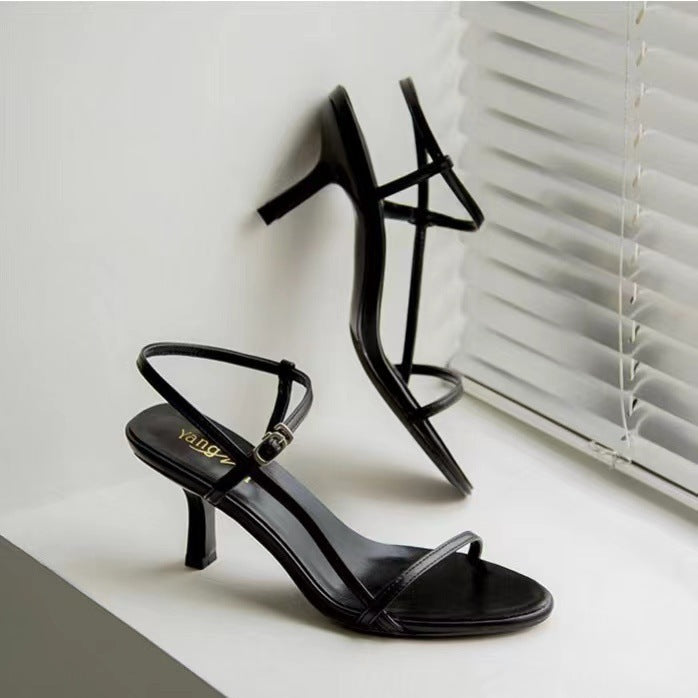 Women's sandals 2023 new summer trendy stiletto heel peep-toe sandals with buckle strap - sexy korean style