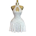 European and american cross-border women's fashion:  summer new arrivals - sexy sweet & spicy deep v-neck halter bodycon asymmetrical dress