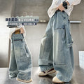 Boys' fall denim pants: new  styles - stylish wide-leg cargo pants for boys, perfect for spring and autumn