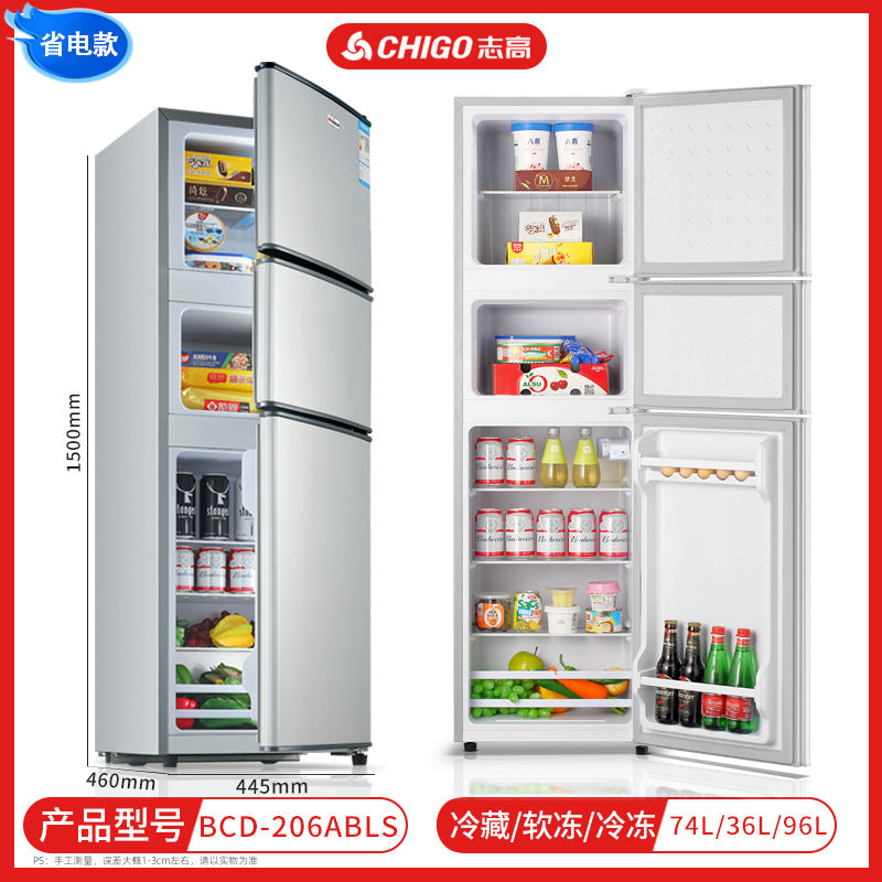 Chigo refrigerator double door refrigeration and freezing dormitory rental room use first class for home small refrigerator two person refrigerator