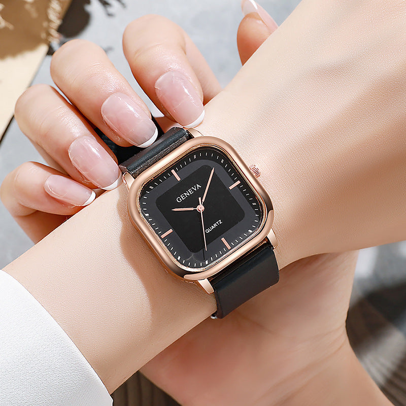 New silicone strap fashion rose gold watch for women, student style, middle and high school students, square quartz men's watch - wholesale