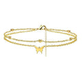 fashion butterfly anklet summer beach geometric anklet double-layer butterfly rice bead anklet direct sales