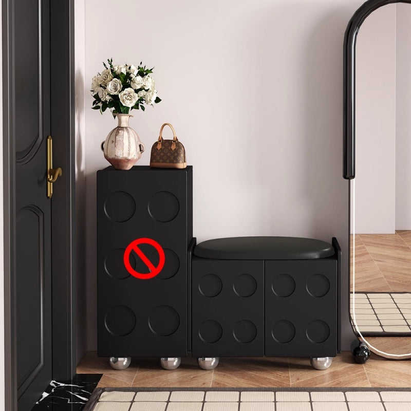 Black storage cabinet retro shoe cabinet for home entrance storage light luxury scandinavian entrance living room all-in-one casual wall cabinet