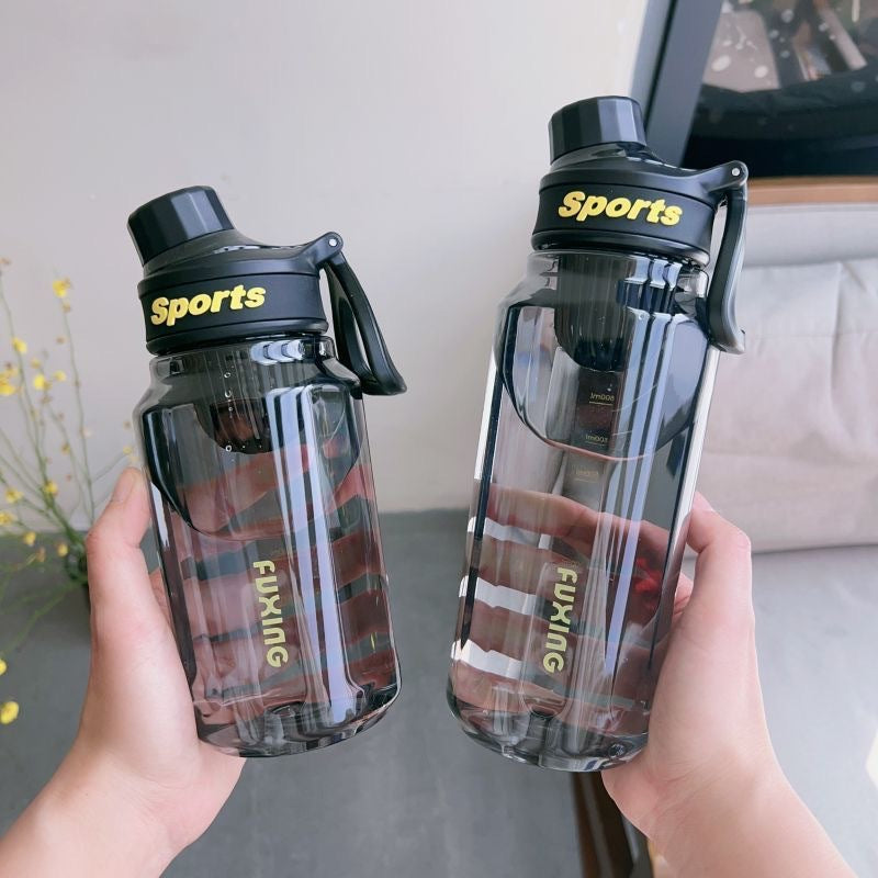 minimalist sports water bottle - portable outdoor water bottle for men and women, high-value fitness tumbler with tea infuser, plastic cup