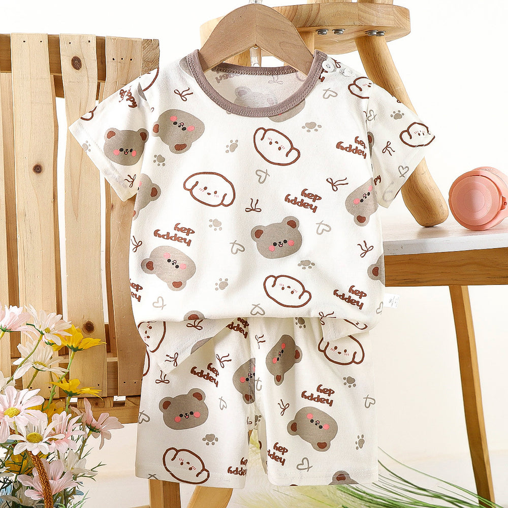 Kids' short-sleeve set: 100% cotton boys' t-shirt & baby summer outfit - girls' shorts, infant clothing, wholesale summer apparel