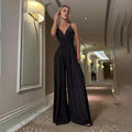 2025 fashion cross-border export new amazon sleeveless sling v neck tight hip backless wide leg jumpsuit